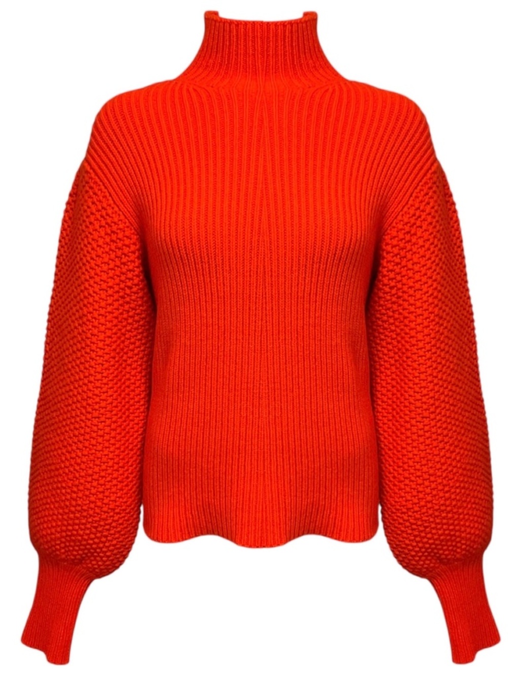 CHLOE RISING RED WOOL AND CASHMERE KNIT TURTLENECK SWEATER